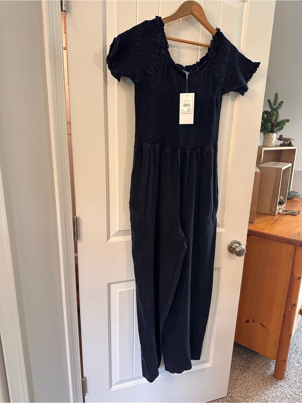 Cato womens Navy Blue Smocked Jumpsuit